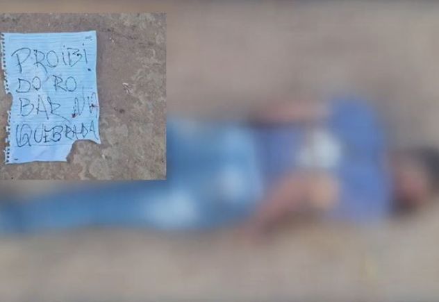 Corpo de jovem com sinais de tiros  encontrado junto a bilhete: 'Proibido roubar na quebrada'