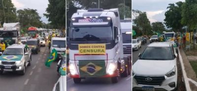 Vdeo e Fotos | Dia B termina com carreata e mobilizao de caminhoneiros