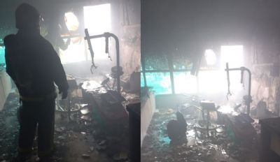 Imagens mostram consultrio odontolgico destrudo por incndio